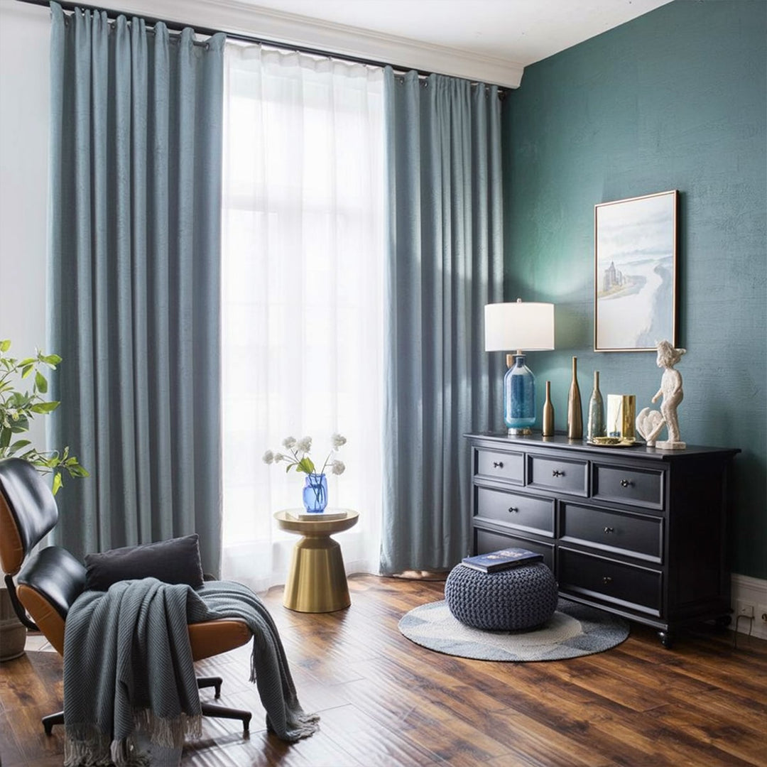 Biface Cotton-Linen Textured 100% Blackout Curtains