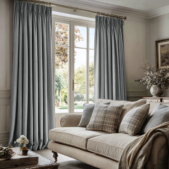 Double-Sided Textured Blackout Pleated Curtains