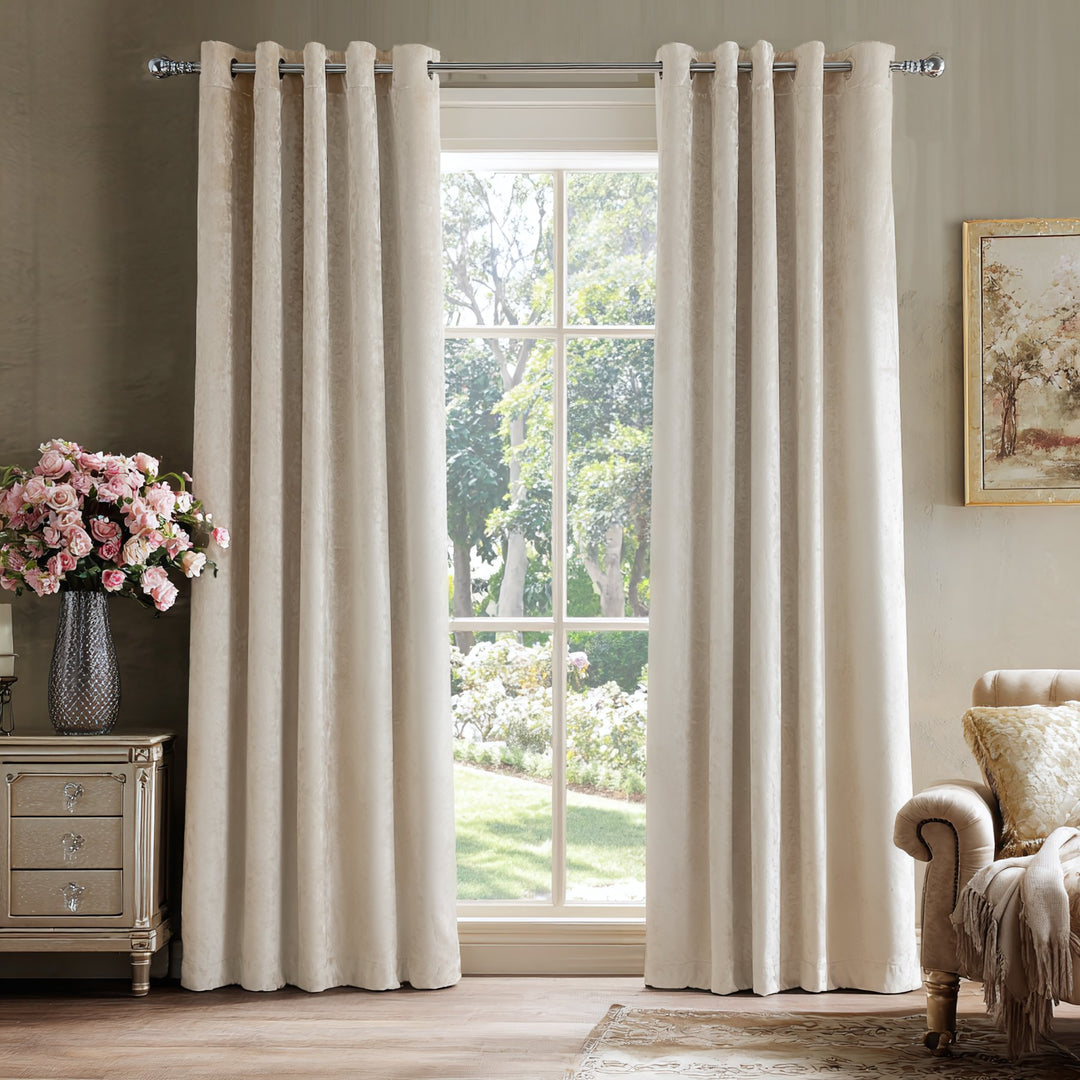 Nest Elegant Velvet Pleated Living Room Bedroom Curtains Grommet