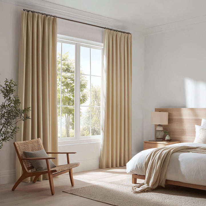 Veridian Heavyweight Cotton Drapery Blackout Pleated Thermal Curtains