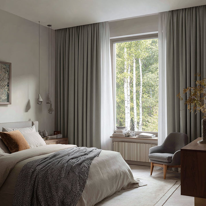 Haven Luxury Linen Cotton Pleated Living Room Decorative Thermal Curtains