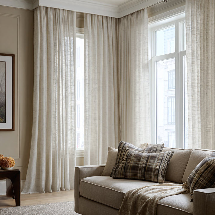 Linen Style Cotton Gauze Pleated Curtains