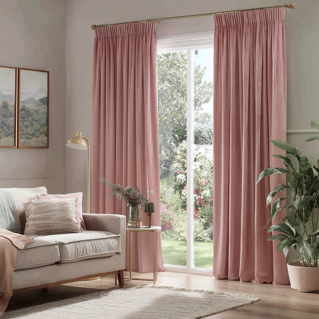 Hue Velvet Blackout Noiseproof Pleated Thermal Curtains
