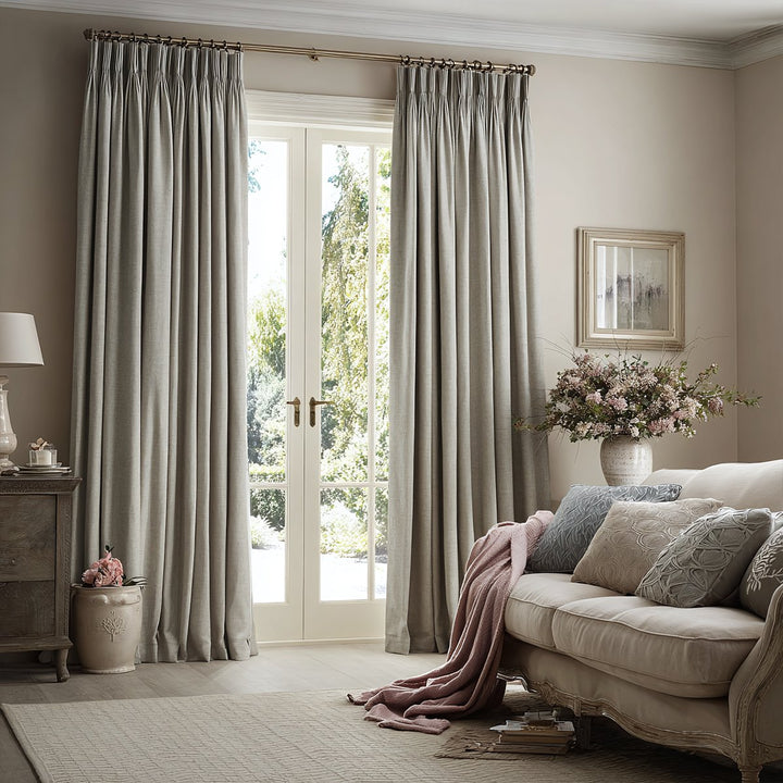 Nocturne 100% Blackout Linen Pleated Curtains