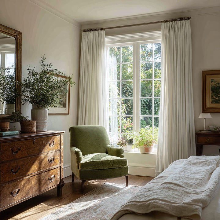 Burlap Linen Blend Blackout Pleated Curtains