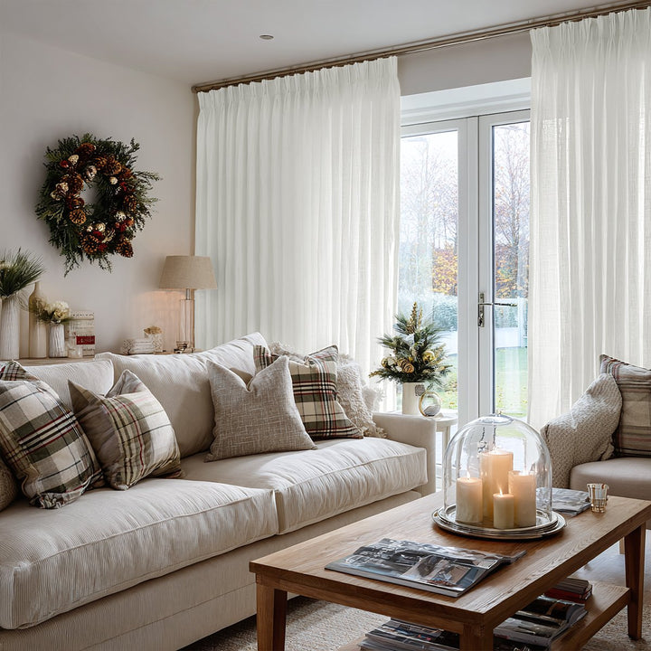 Thrum Linen Draped Living Room Blackout Curtains