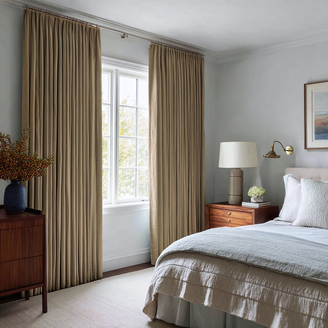 Nocturne Custom 100% Blackout Linen Curtains Pinch Pleat