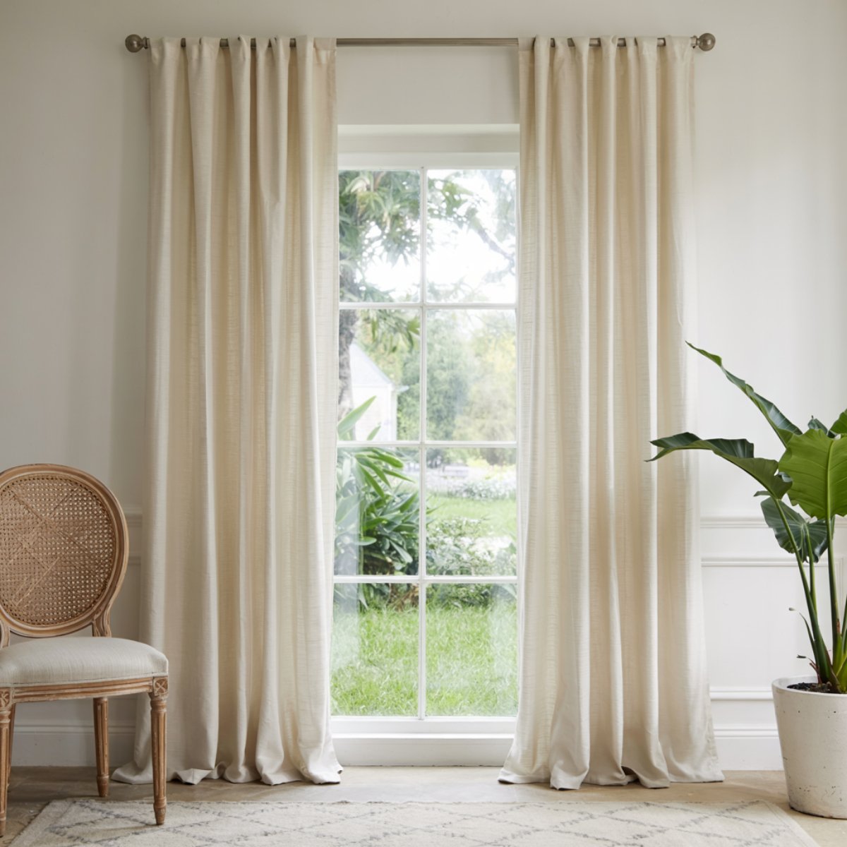 Linen Blend Pleated Curtains Heavyweight Natural Sustainable Custom Elegant Drapes