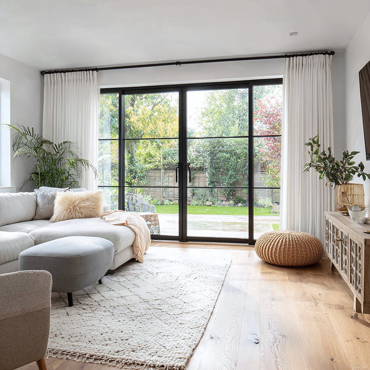 Thrum Linen Draped Living Room Blackout Curtains