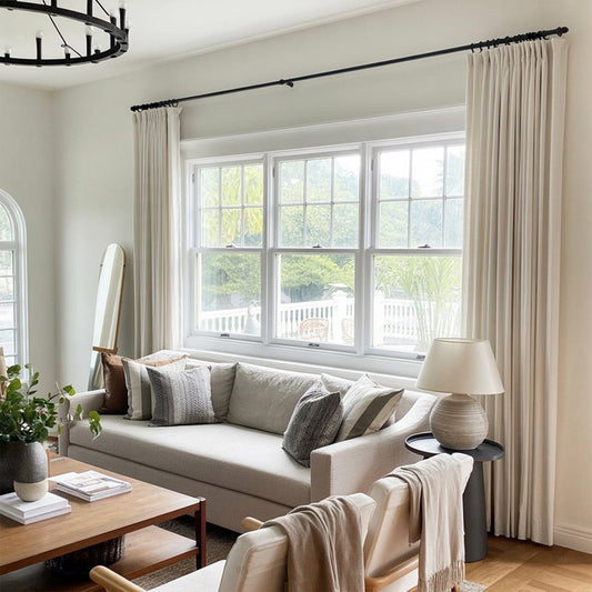 Luxury Linen Cotton Pleated Living Room Decorative Curtains
