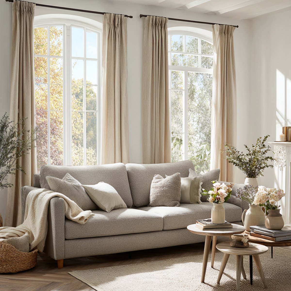 Double-Sided Cotton And Linen Texture, The Darker The Color, The More Light-Blocking The Living Room Curtains