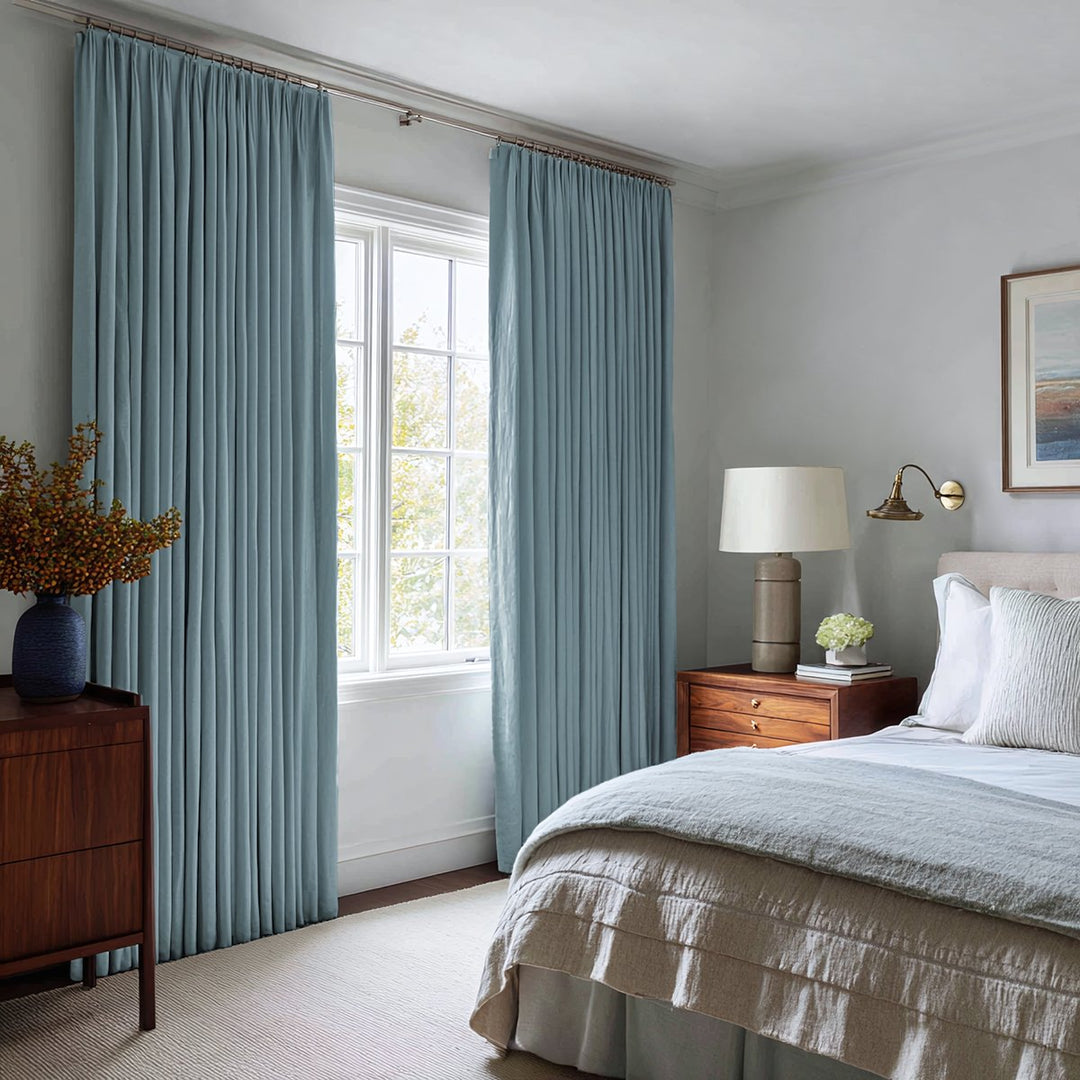 Nocturne Custom 100% Blackout Linen Curtains Pinch Pleat