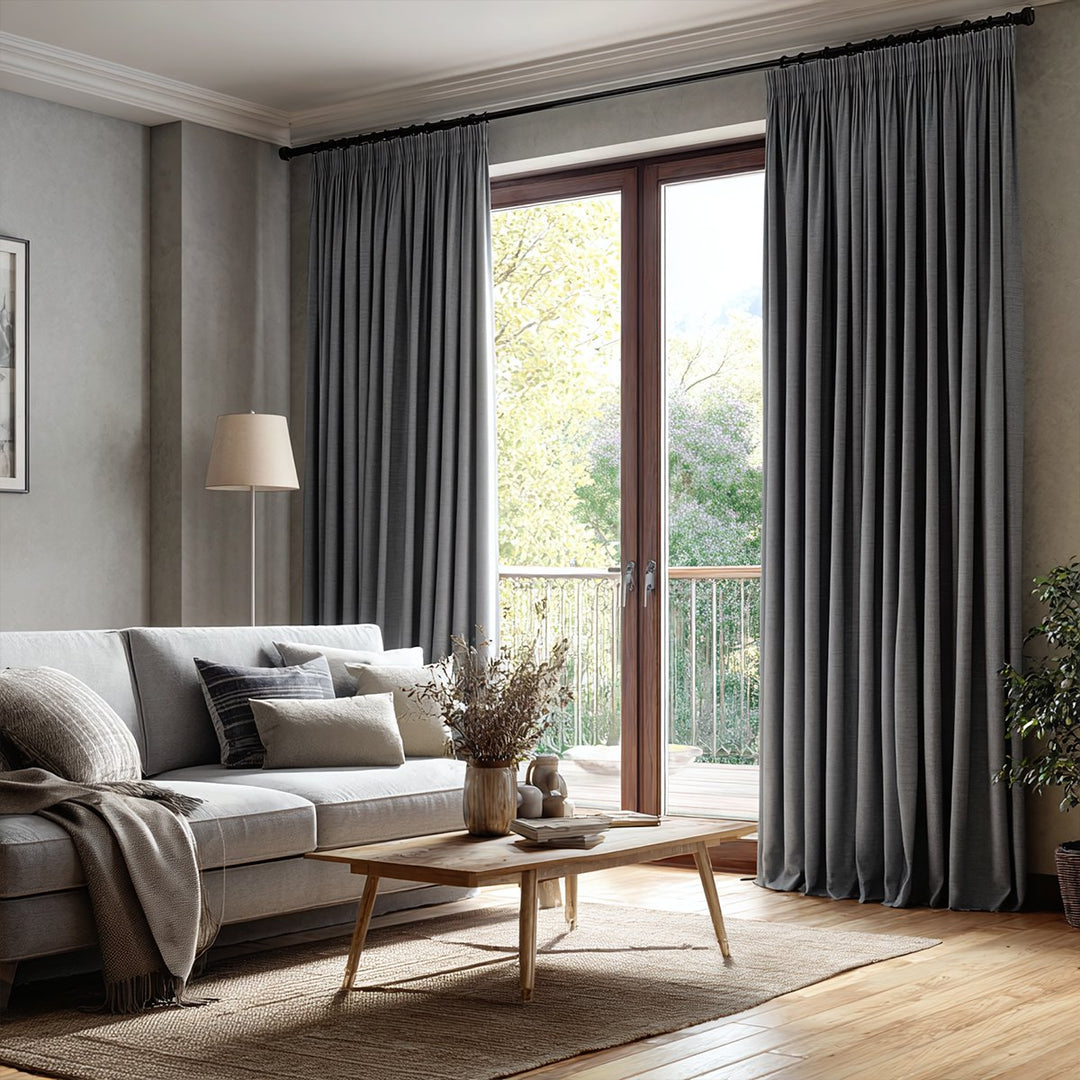 Linen Texture Blackout Pleated Curtains