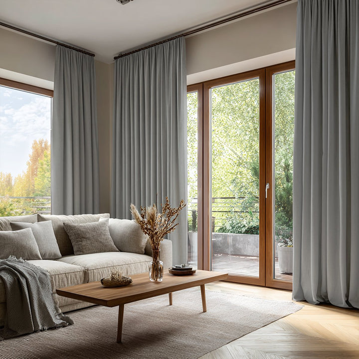 Solace Linen Solid Blackout Pleated Curtains