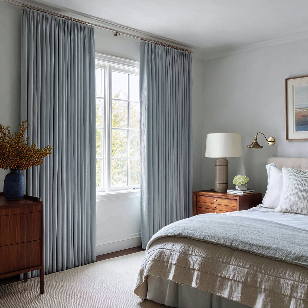 100% Blackout Linen Pleated Curtains