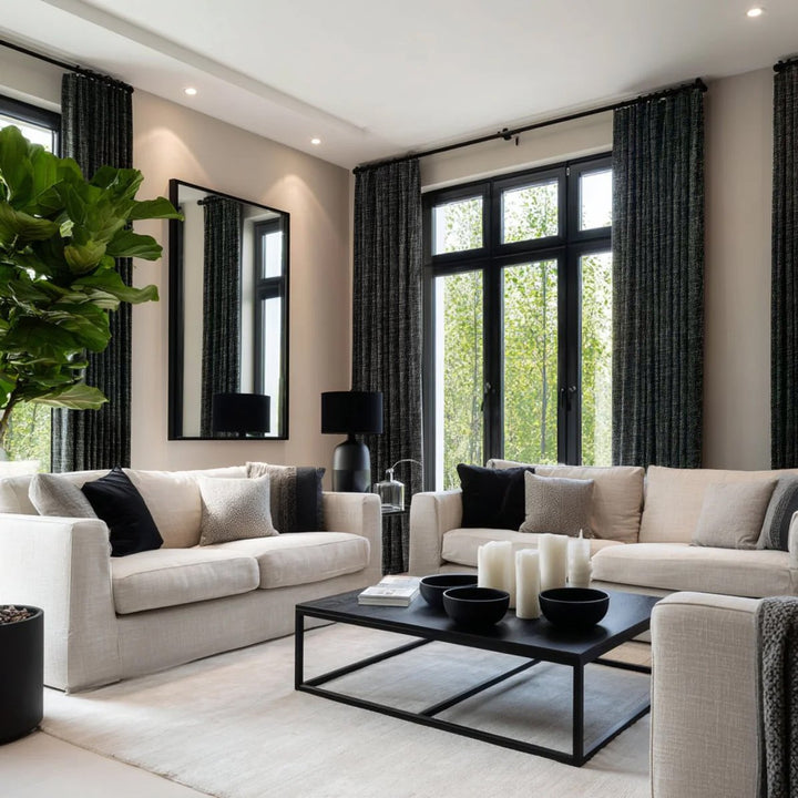 Slub Canvas Linen Pleated Blackout Curtains Heavyweight Elegant Custom Modern Solid Drapes