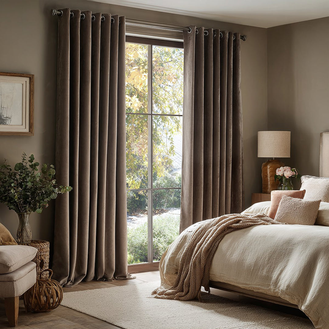Ember Luxurious Velvet Pleated Thermal Curtains Grommet