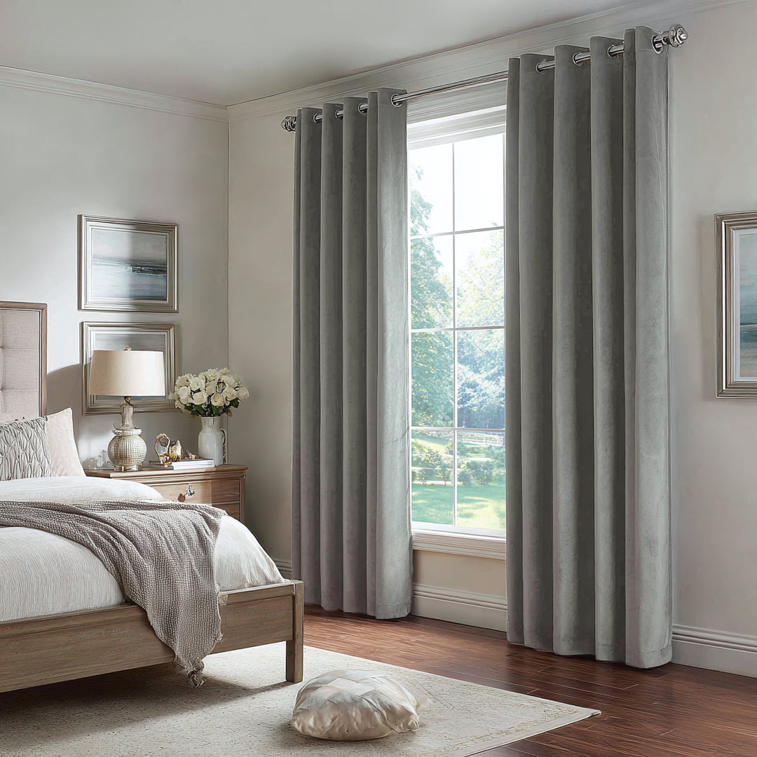 Nest Elegant Velvet Pleated Living Room Bedroom Thermal Curtains Grommet