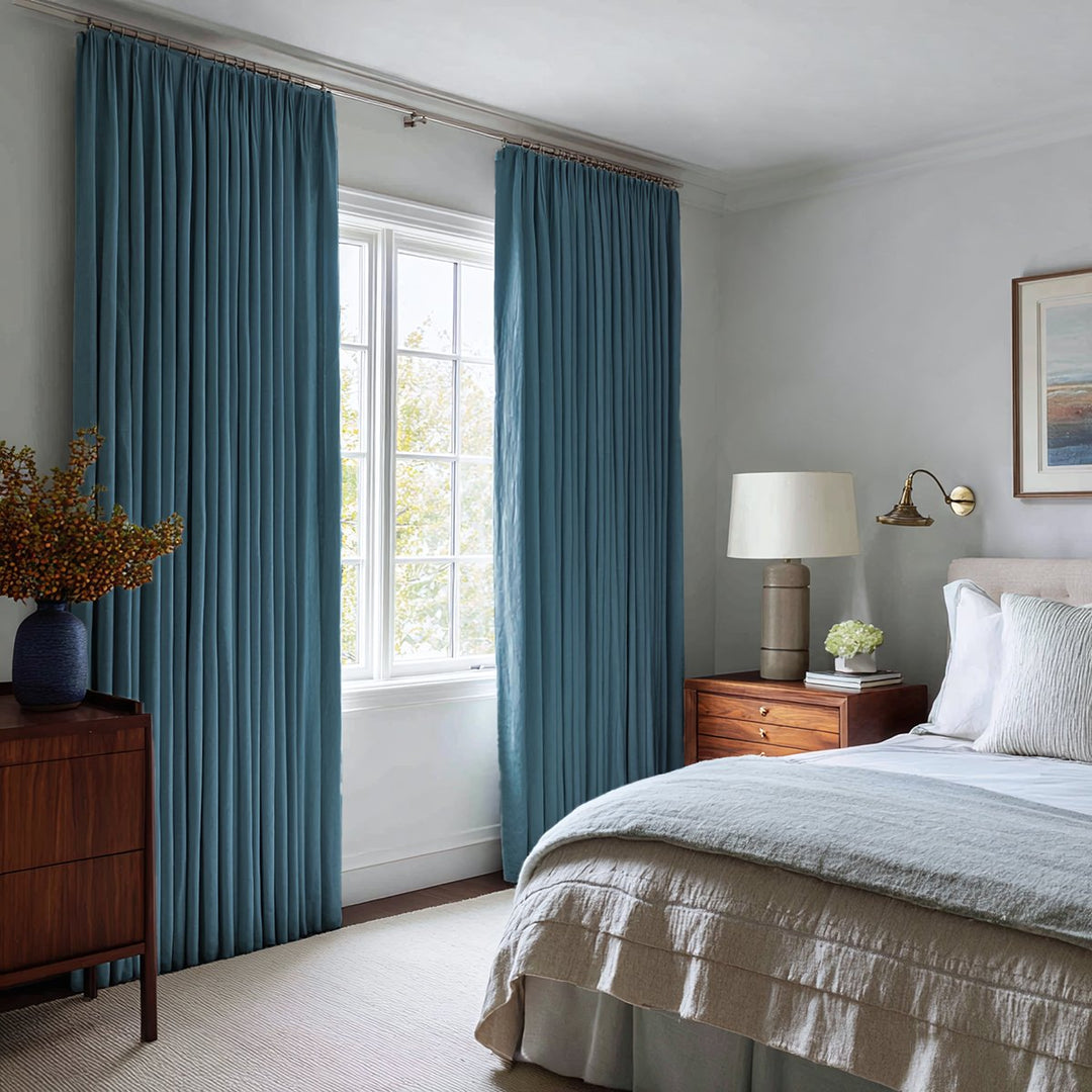 Nocturne 100% Blackout Linen Pleated Curtains