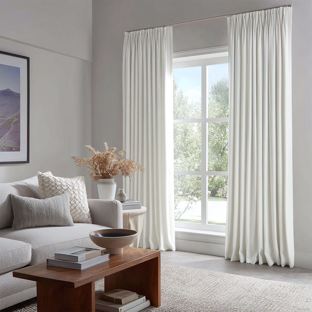 Linen Draped Living Room Blackout Curtains Soft Top