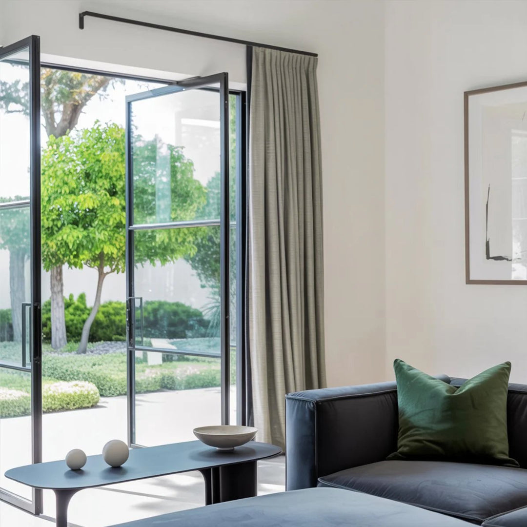 Slub Canvas Linen Pleated Blackout Curtains Heavyweight Elegant Custom Modern Solid Drapes