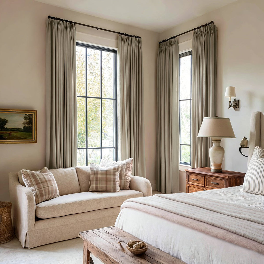 Eclipse 100% Blackout Linen Textured Pleated Curtains