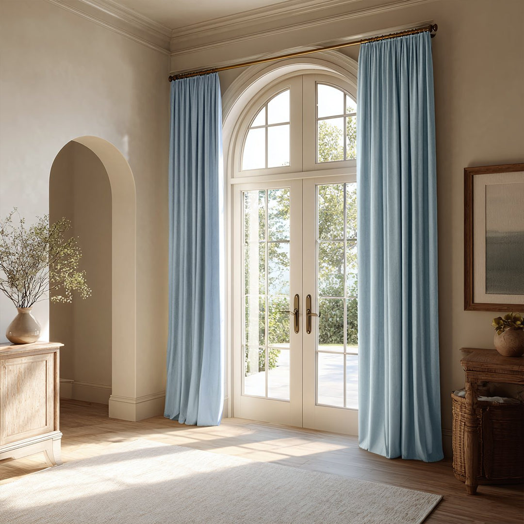 Kinetic 100% Blackout Wood Grain Textured Jacquard Pleated Thermal Curtains
