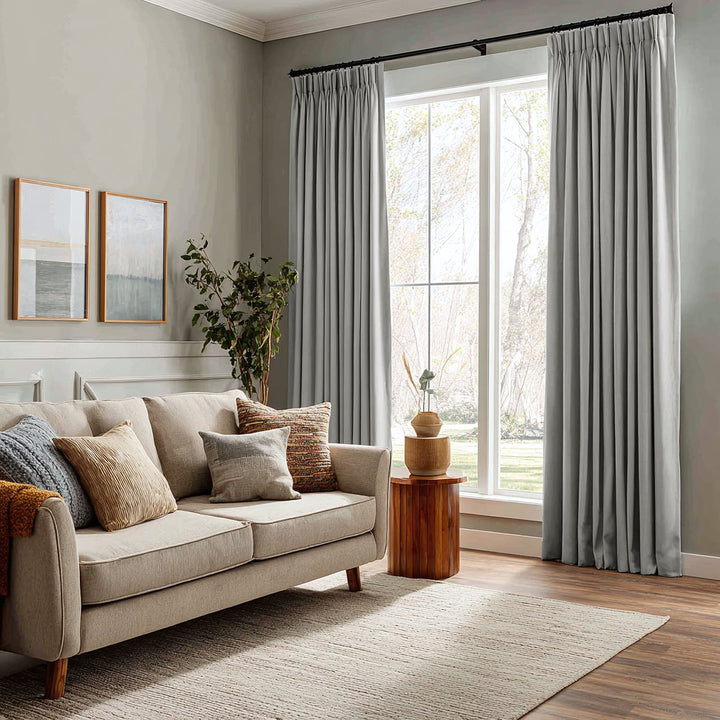 Veridian Heavyweight Cotton Drapery Blackout Pleated Thermal Curtains