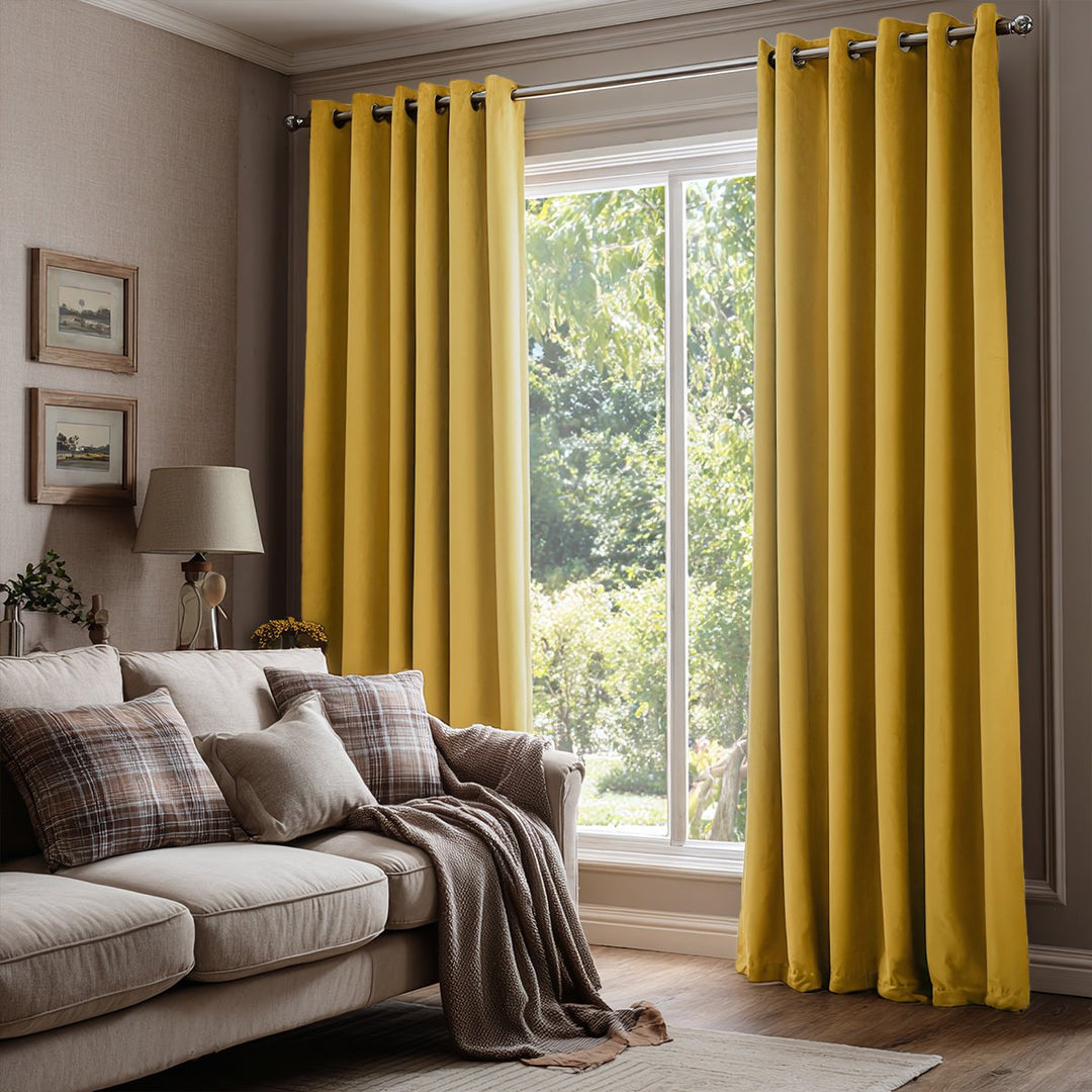 Ember Luxurious Velvet Pleated Curtains Grommet