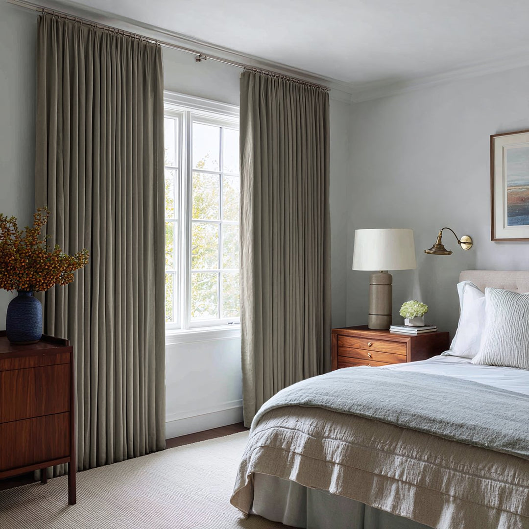 Nocturne Custom 100% Blackout Linen Curtains Pinch Pleat