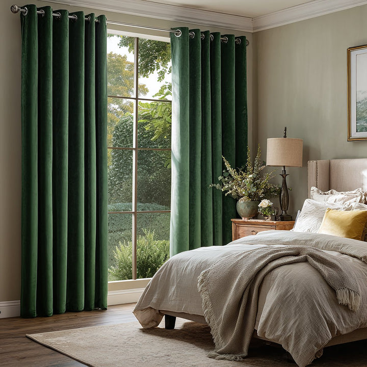 Ember Luxurious Velvet Pleated Curtains Grommet