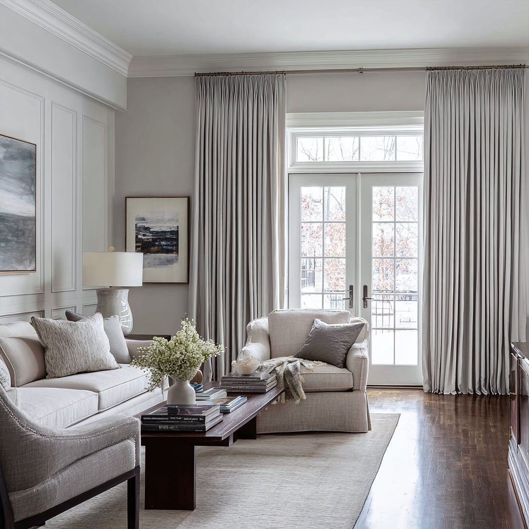 Eclipse 100% Blackout Linen Textured Pleated Curtains