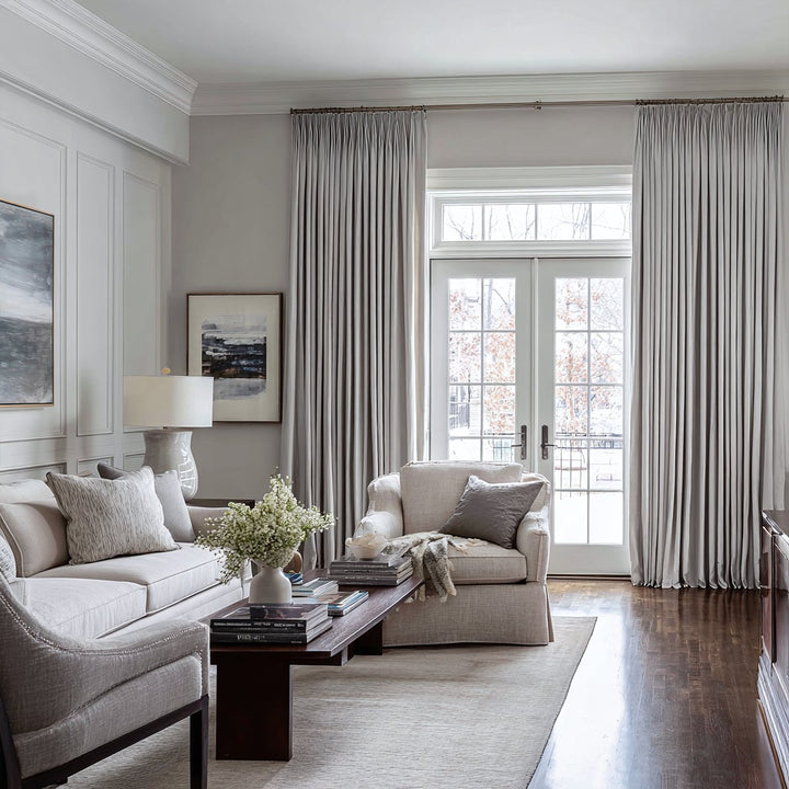 Eclipse 100% Blackout Linen Textured Pleated Curtains