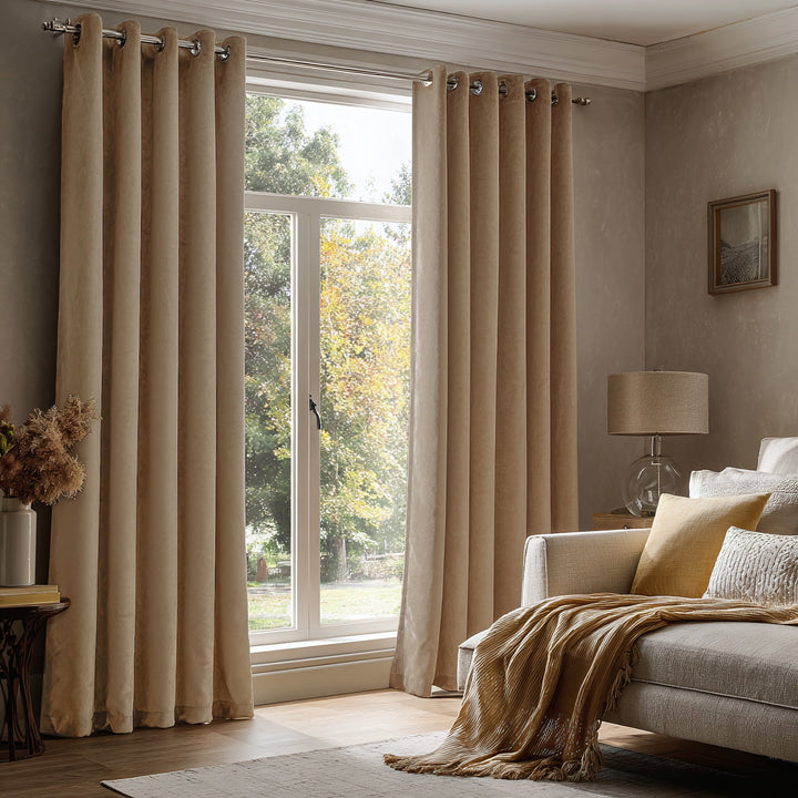 Nest Elegant Velvet Pleated Living Room Bedroom Thermal Curtains Grommet