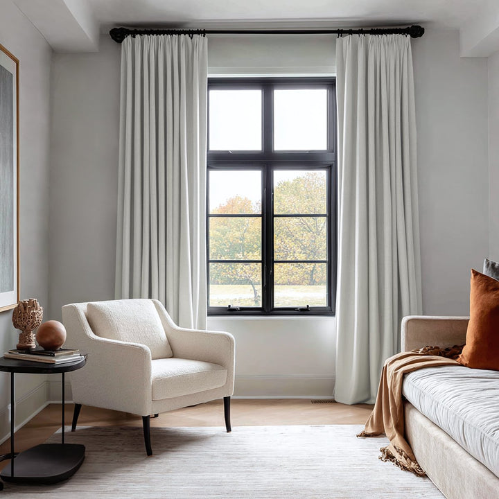 Solace Linen Solid Blackout Pleated Curtains