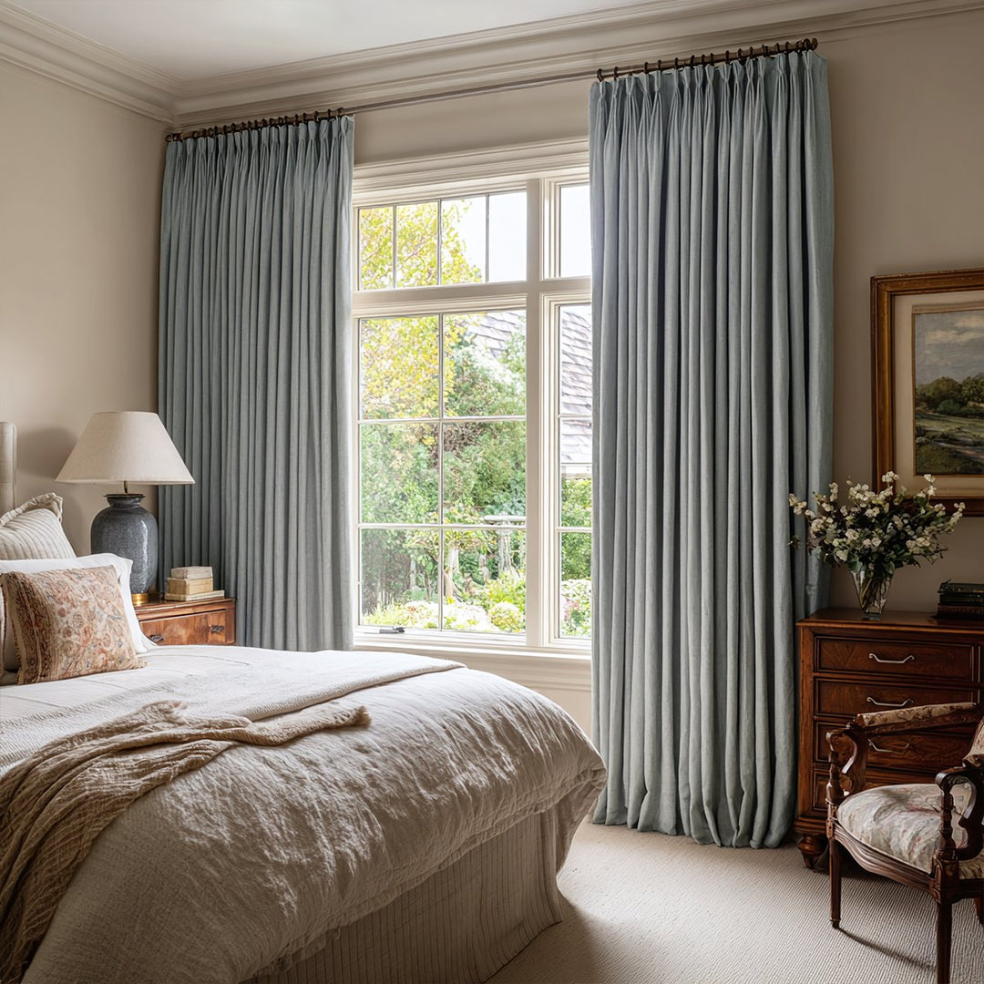 Relief Linen Texture Blackout Pleated Curtains