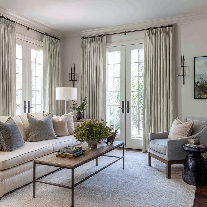 Eclipse 100% Blackout Linen Textured Pleated Curtains