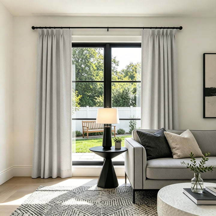 Chevron Custom Herringbone Cotton Blend Pinch Pleat Curtains