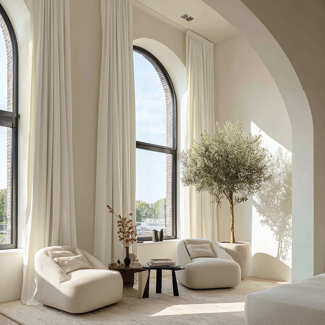 Thrum Linen Draped Living Room Blackout Curtains