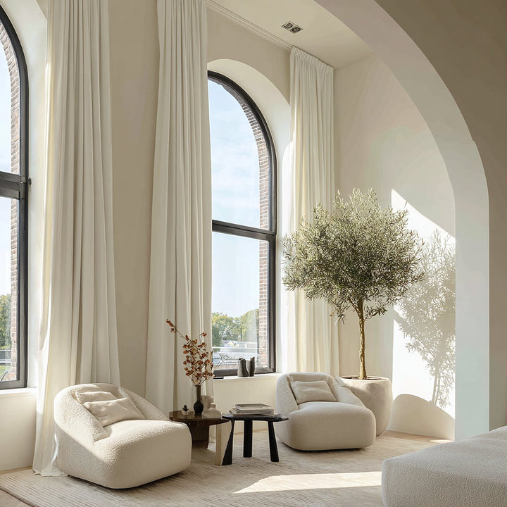 Thrum Linen Draped Living Room Blackout Curtains