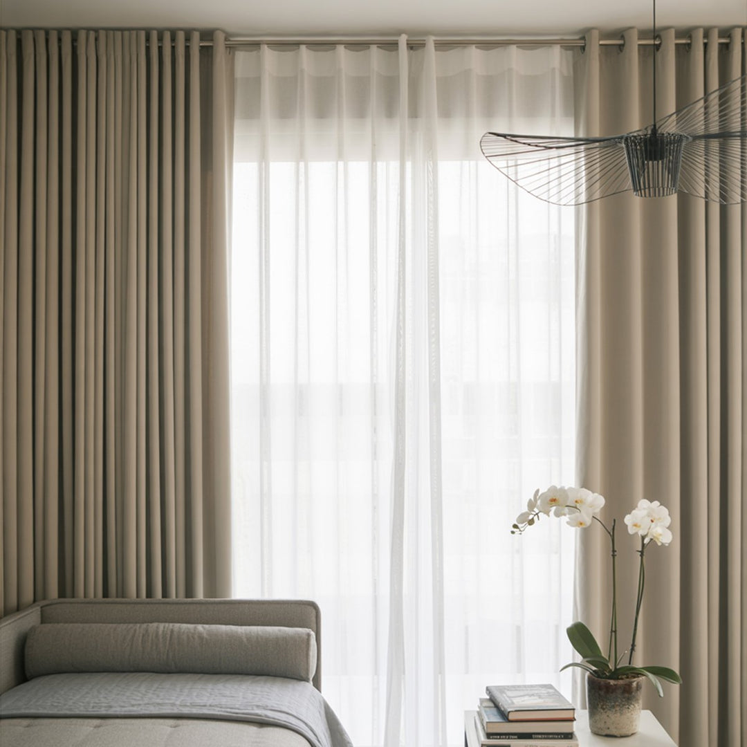 Cotton And Linen Texture Full Light-Proof Strong Sound Insulation Sun-Proof Shading Living Room Curtains