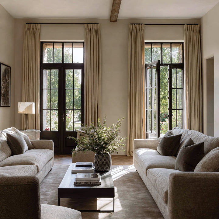 Solace Linen Solid Blackout Pleated Curtains