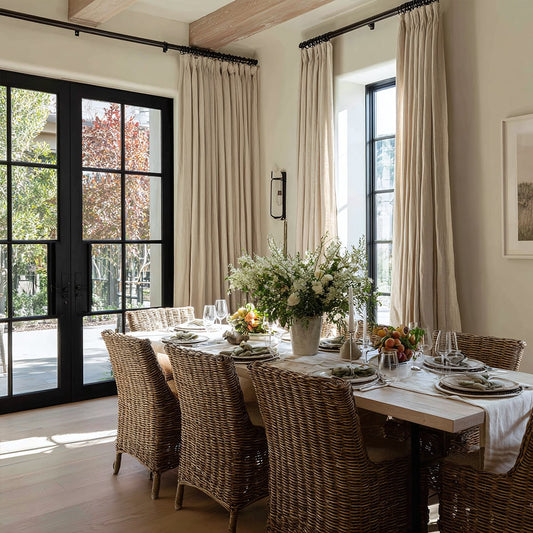 Linen pleated living room breathable blackout curtains