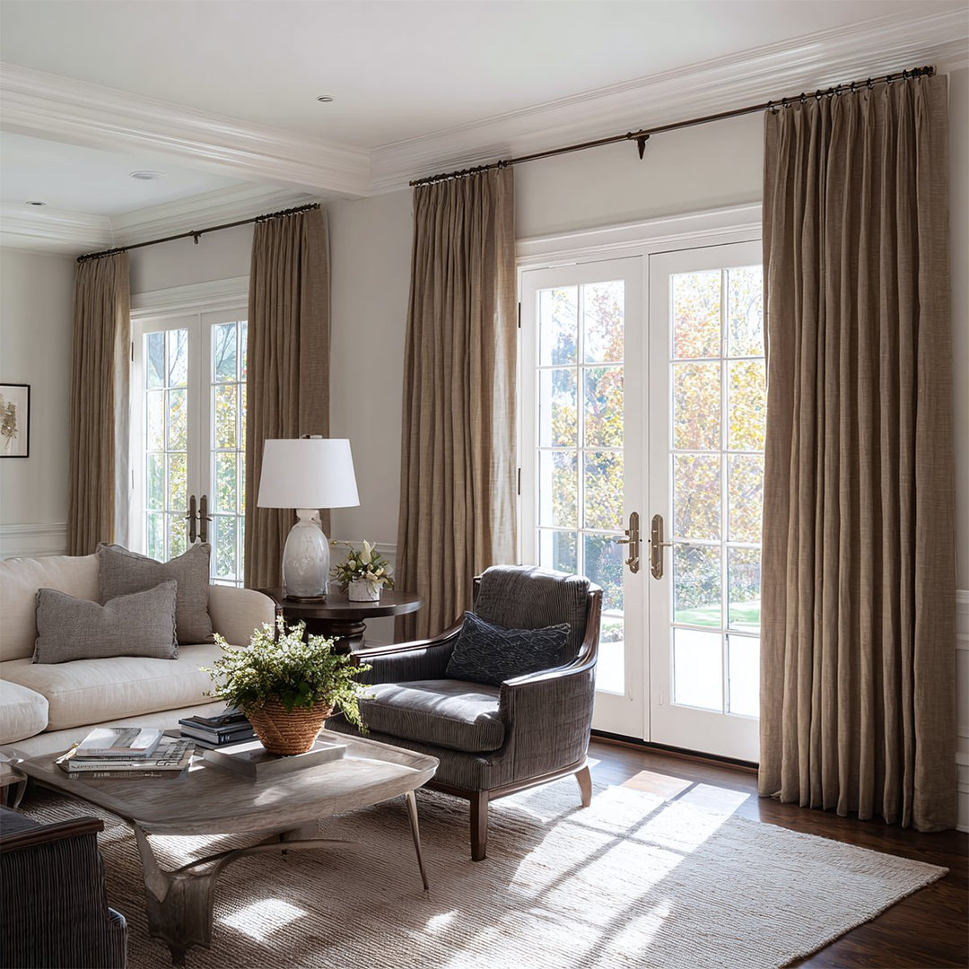 Eclipse 100% Blackout Linen Textured Pleated Curtains