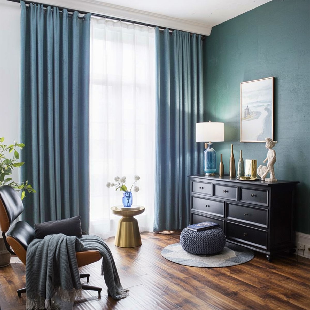 Double-Sided Cotton And Linen Texture, The Darker The Color, The More Light-Blocking The Living Room Curtains