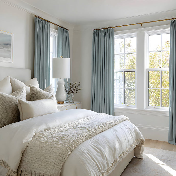 Celeste Cotton Pleated Blackout Curtains For Living Room Bedroom