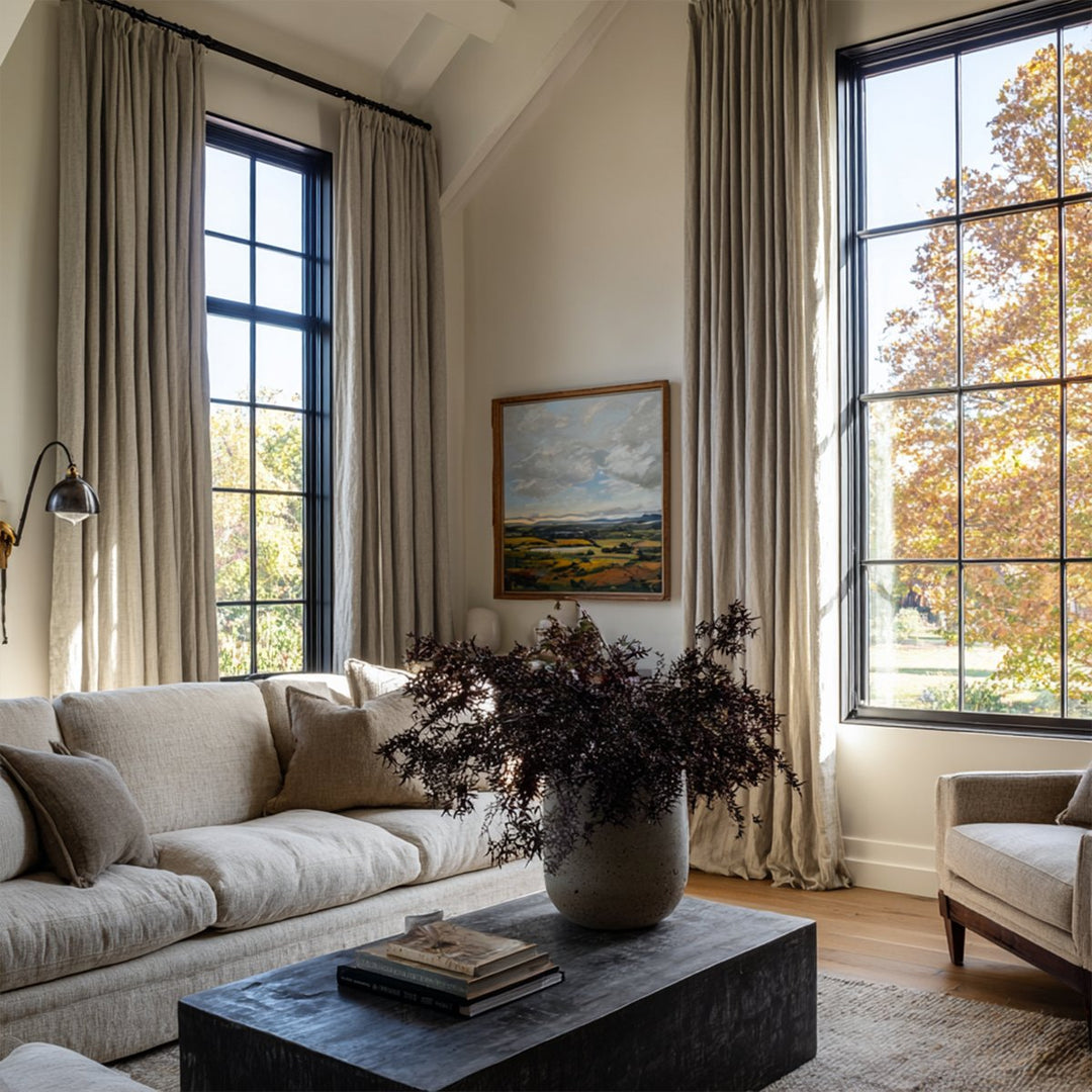 Haven Luxury Linen Cotton Pleated Living Room Decorative Thermal Curtains