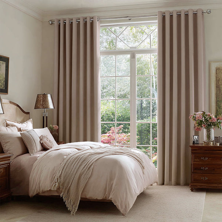 Celeste Cotton Pleated Blackout Curtains For Living Room Bedroom Grommet