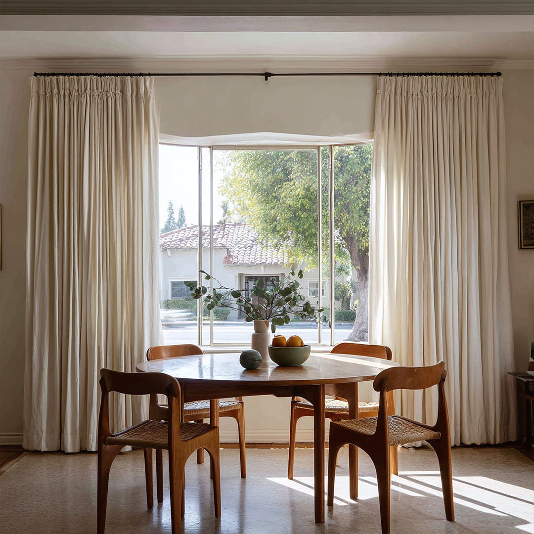 Linen Texture Blackout Pleated Curtains