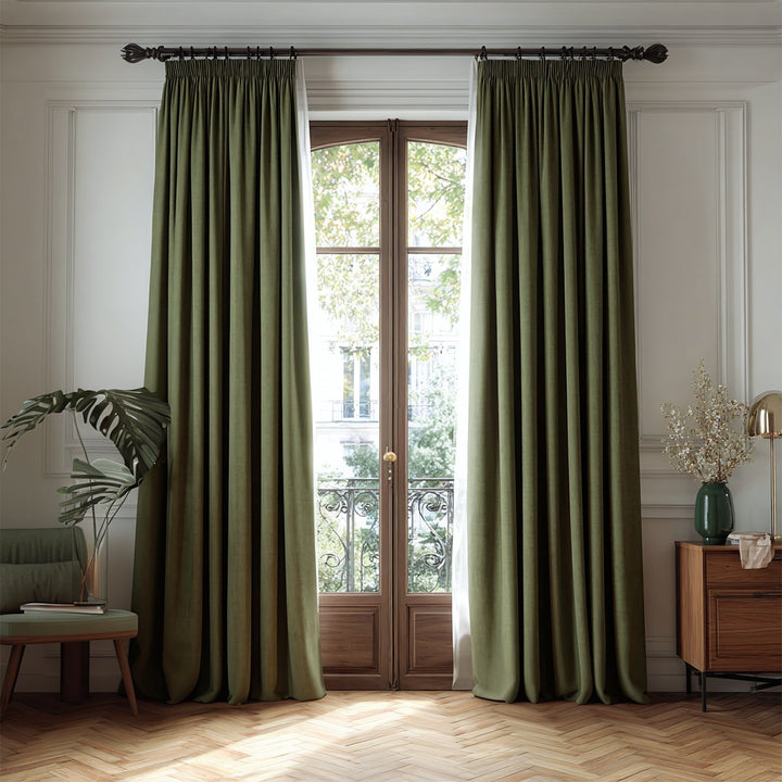 Twill Herringbone Linen Blackout Pleated Curtains